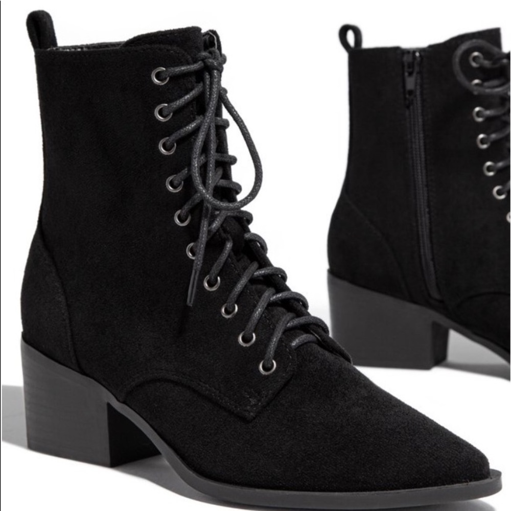 Miss Lola lace up black booties